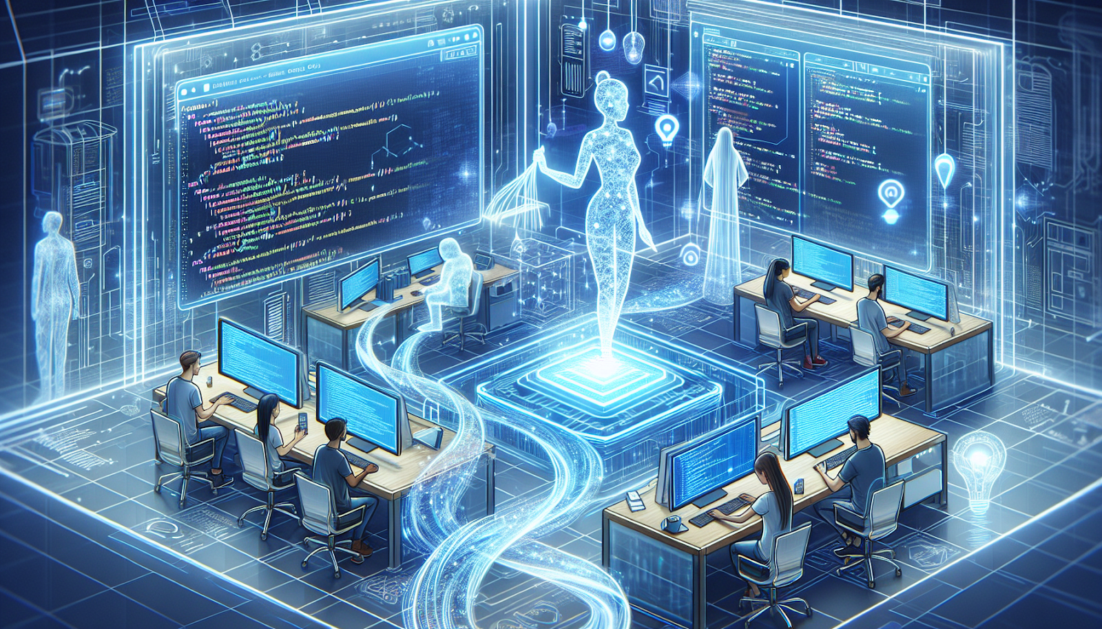 Illustration of AI-powered software development